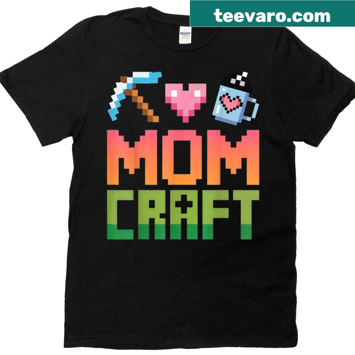 Funny t-shirt for moms reading 'Momcraft' in playful typography — on a men's t-shirt