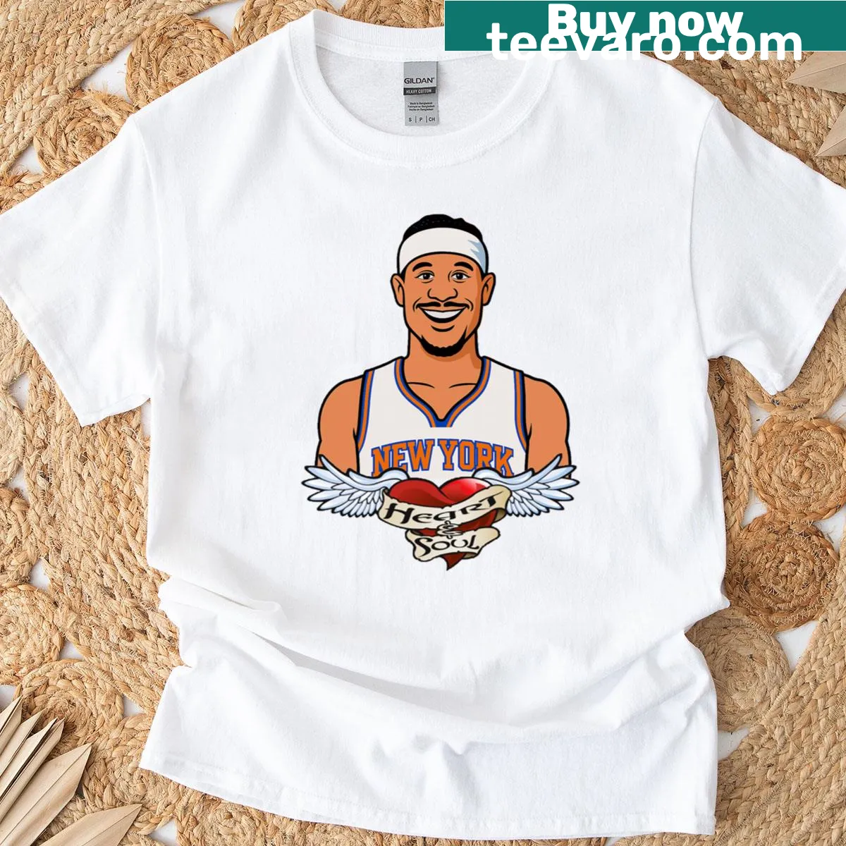 Hart And Soul themed Knicks t-shirt — on a men's t-shirt