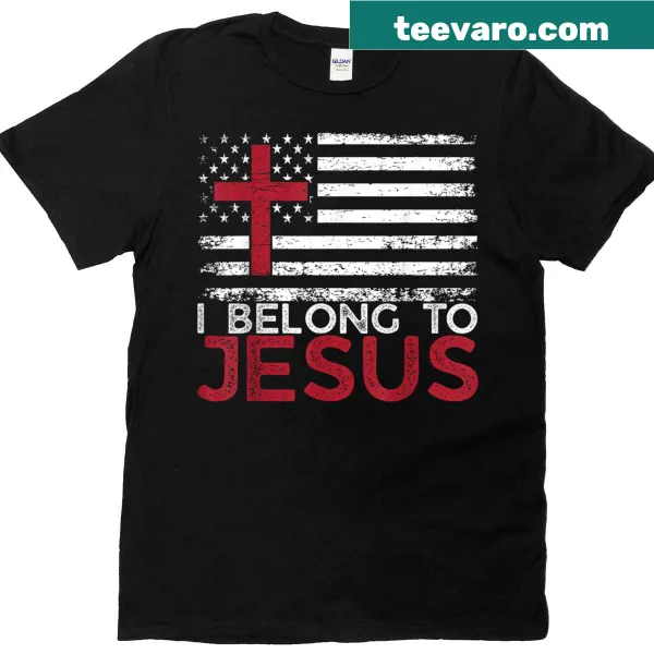 Christian t-shirt featuring a cross and USA flag design.
