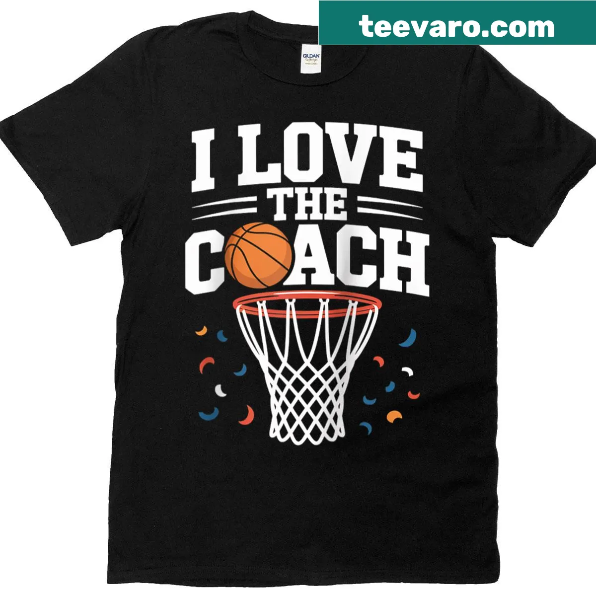 Basketball-themed raglan tee with 'I Love The Coach' text design. — on a men's t-shirt