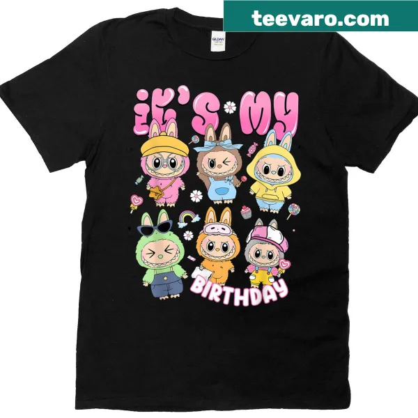 Cartoon Labubu monsters graphic shirt for kids' birthdays