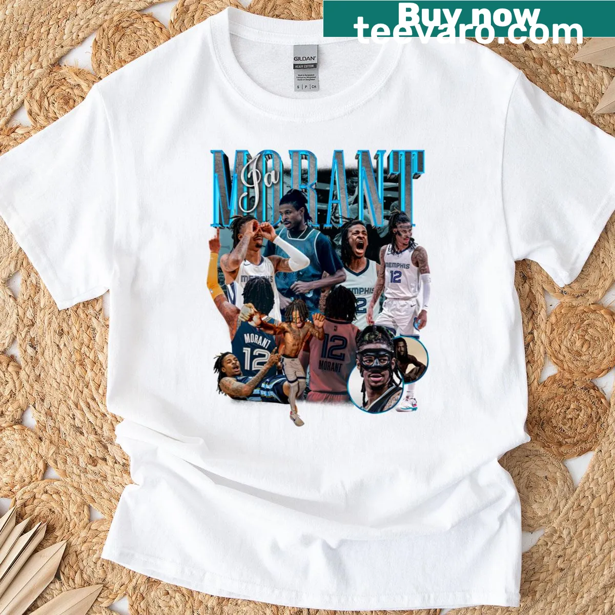 Illustration of Ja Morant on a T-shirt for basketball fans — on a men's t-shirt