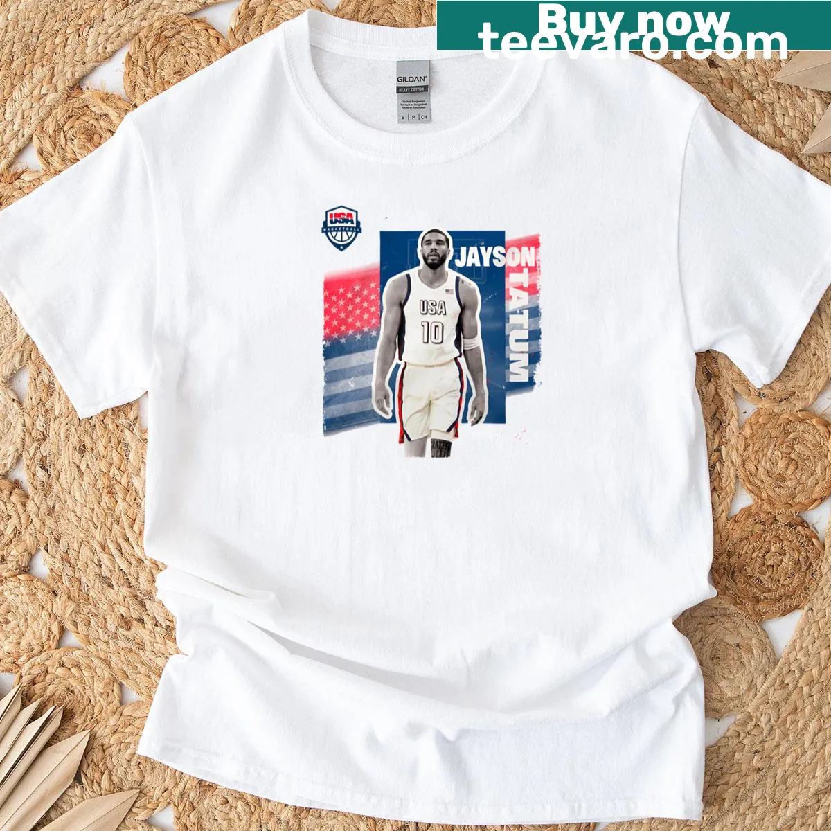Jayson Tatum USA Basketball Team 2024 t-shirt design — on a men's t-shirt