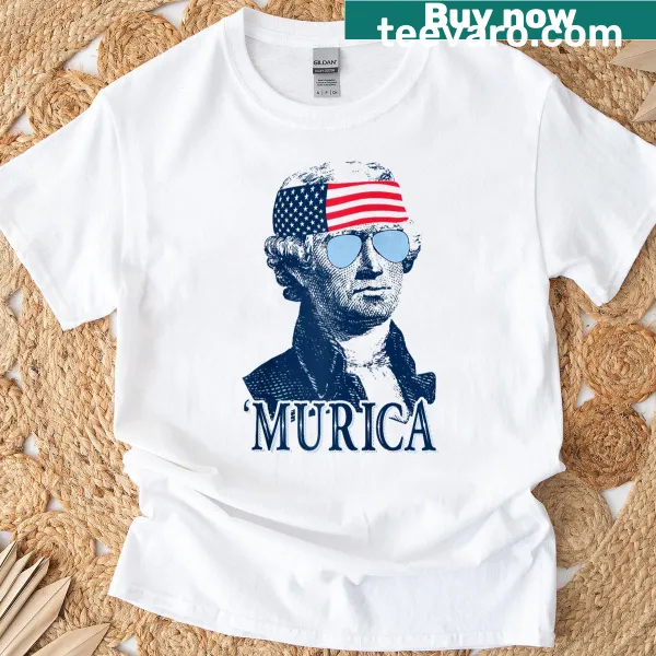 Patriotic tee with 'Murica' text in raglan style