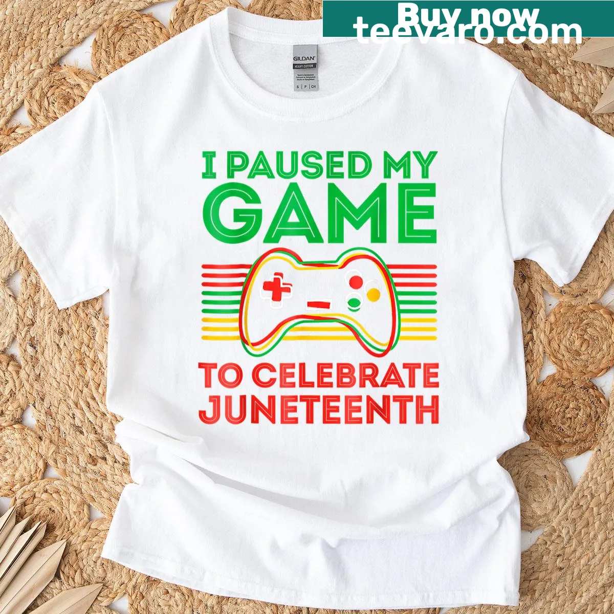 Humorous gaming t-shirt celebrating Juneteenth — on a men's t-shirt