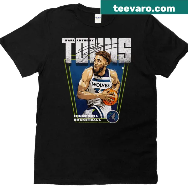 Illustrated t-shirt featuring Karl Anthony Towns in action for basketball