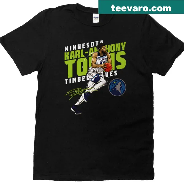 T-shirt featuring Karl-anthony Towns with a bold action graphic for the Timberwolves
