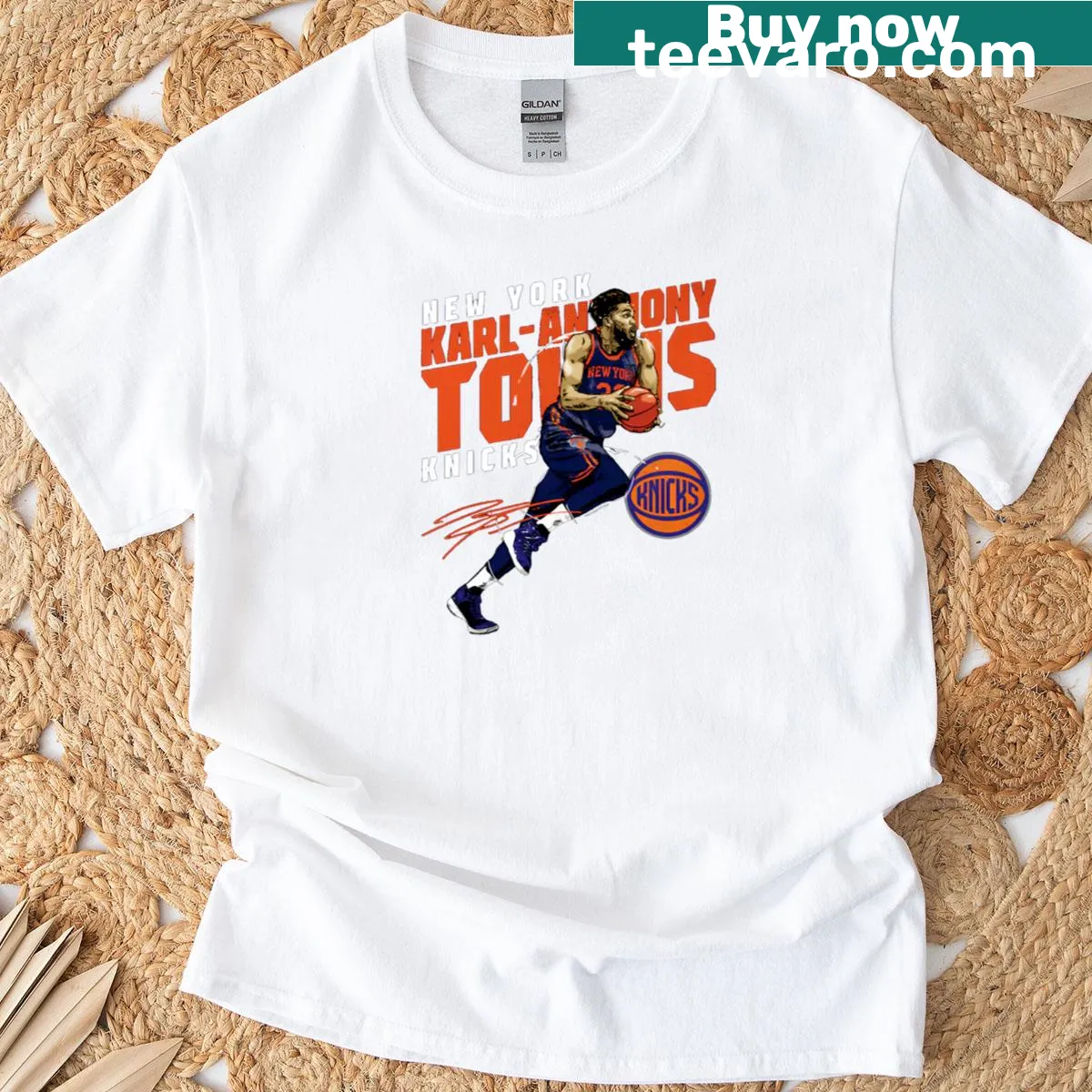 T-shirt featuring Karl Anthony Towns name for basketball fans — on a men's t-shirt