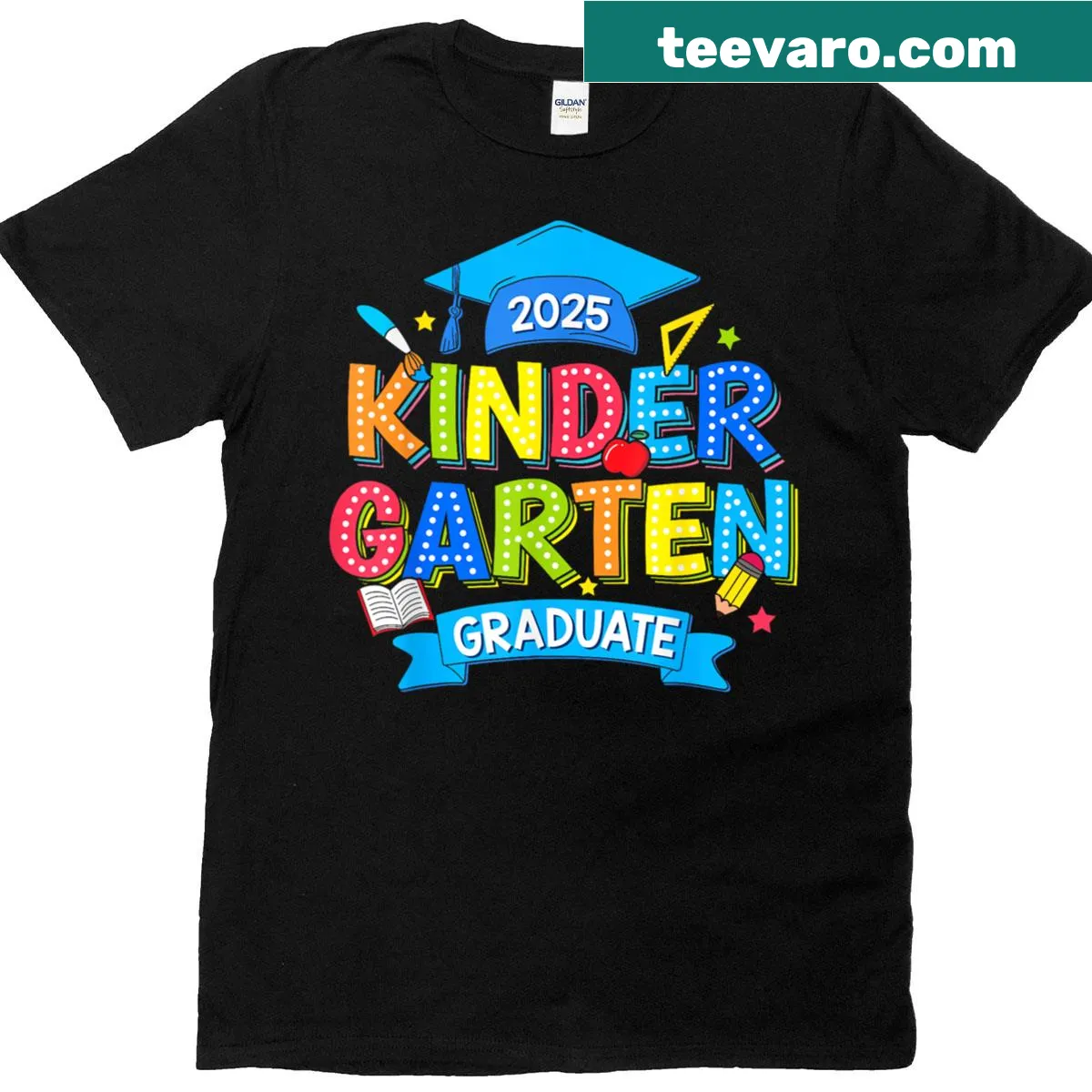 Funny kindergarten graduation T-shirt for kids celebrating 2025 — on a men's t-shirt