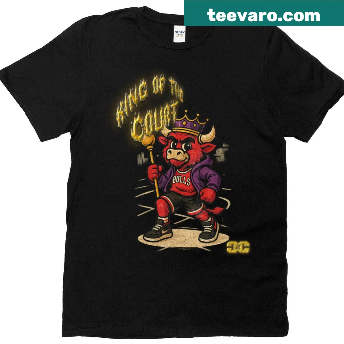 Graphic celebrating basketball royalty on an oversized T-shirt — on a men's t-shirt