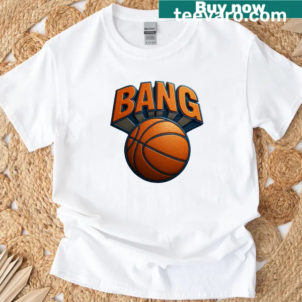 Bold Knicks Bang graphic t-shirt showcasing team spirit.
