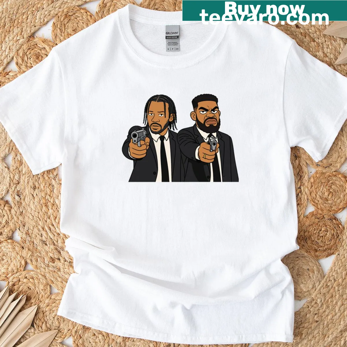 Clever Knicks Fiction design t-shirt blending sports and literature. — on a men's t-shirt