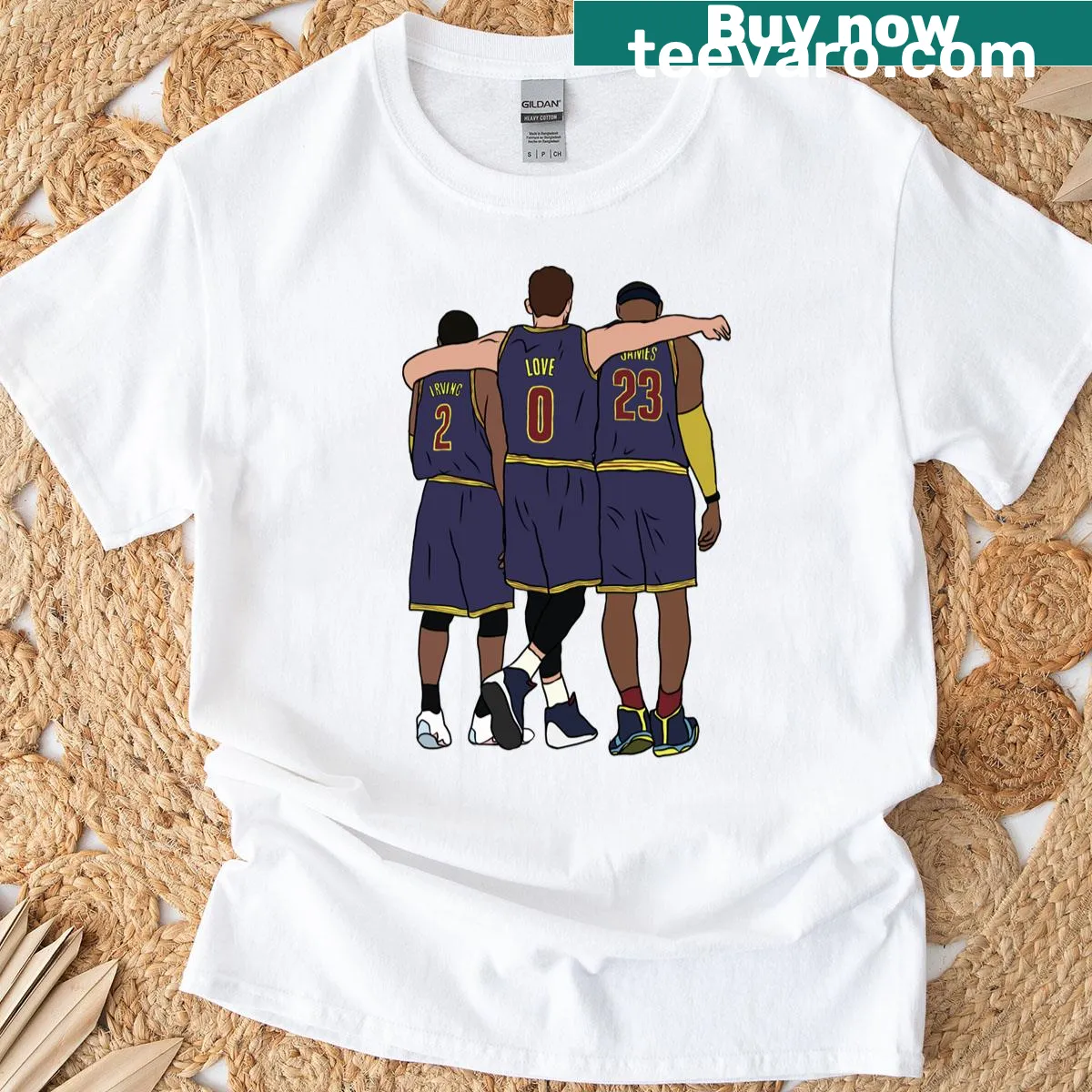 Illustrative design of Kyrie Irving and LeBron James on T-shirt — on a men's t-shirt