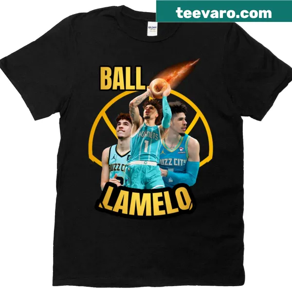 T-shirt featuring LaMelo Ball with dynamic graphic