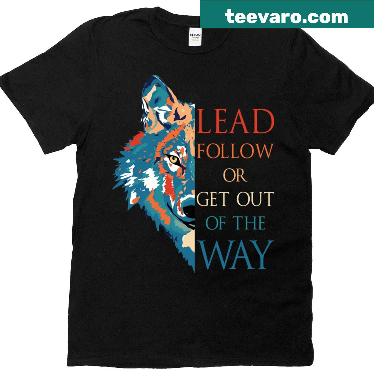 Illustrated T-shirt with wolf graphic and slogan — on a men's t-shirt