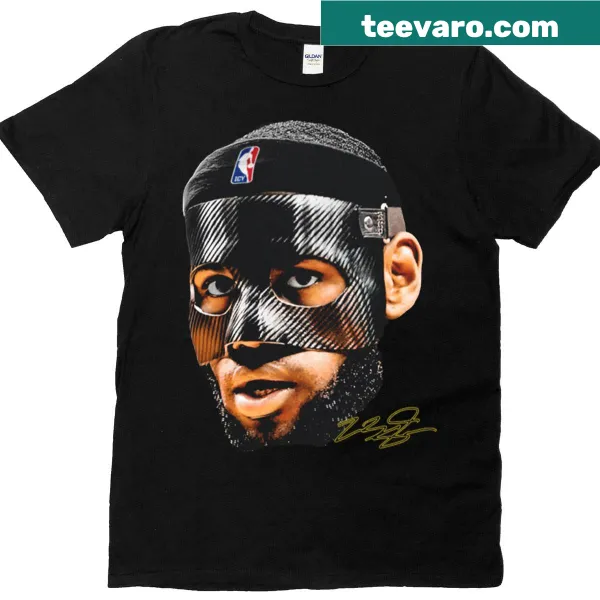 T-shirt with a masked graphic of LeBron James