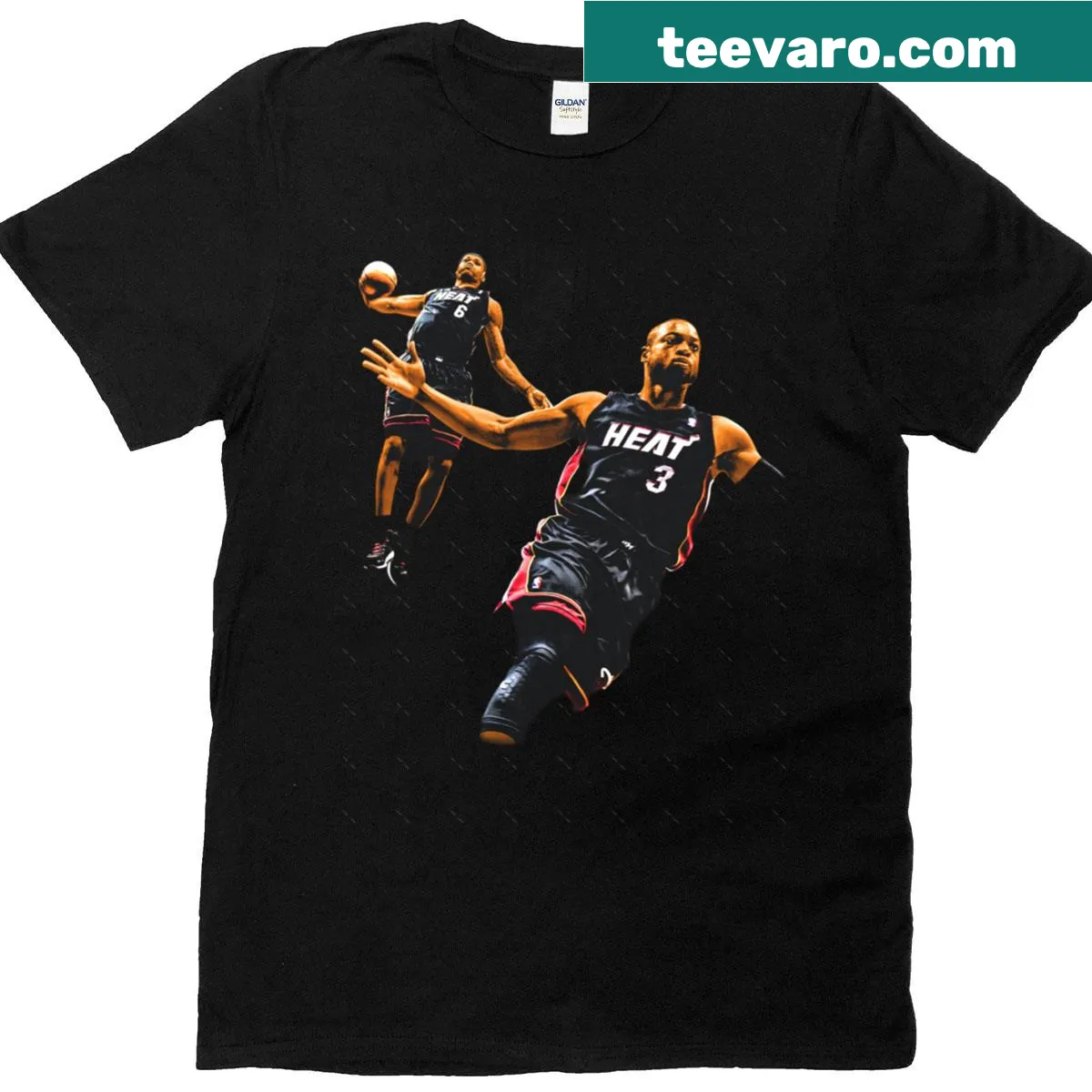 Oversized t-shirt featuring LeBron James and Dwayne Wade — on a men's t-shirt
