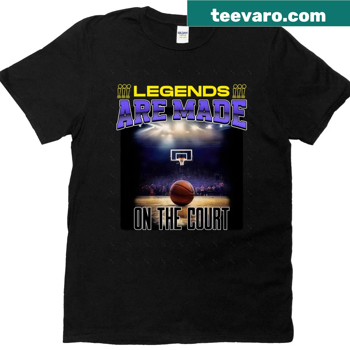 Motivational oversized t-shirt with basketball theme — on a men's t-shirt