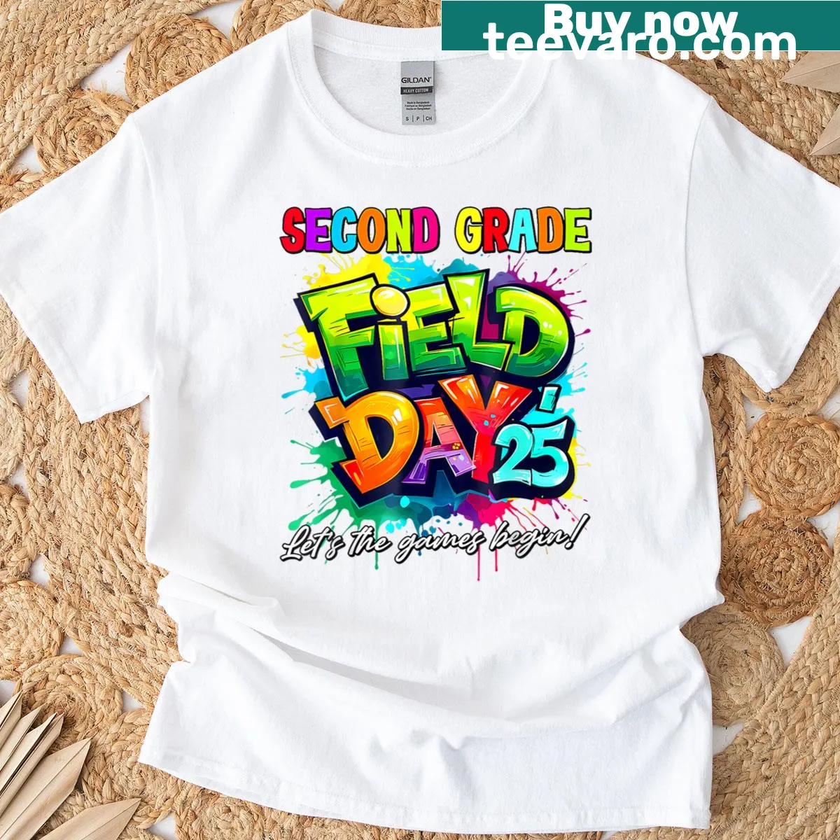 Playful typography design for field day t-shirt — on a men's t-shirt