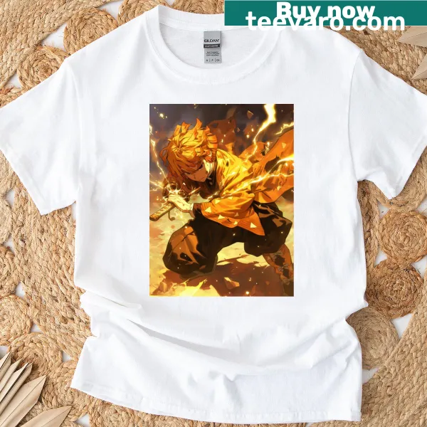 Illustrative Lightning Hashira T-shirt featuring dynamic character design