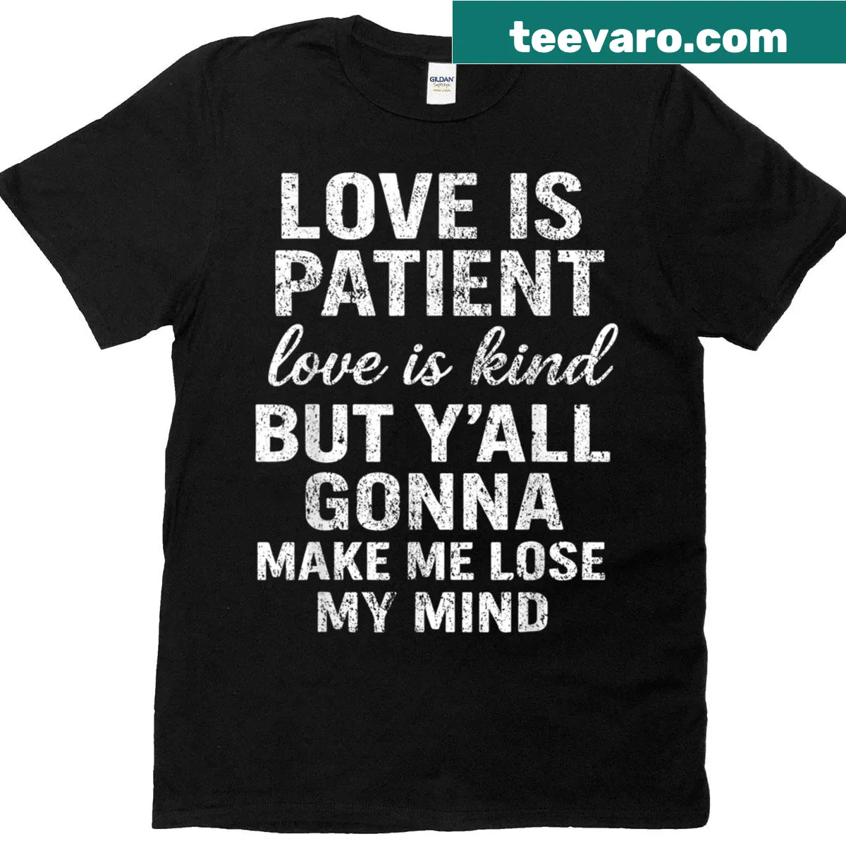 Humorous typography T-shirt with a clever saying about love. — on a men's t-shirt