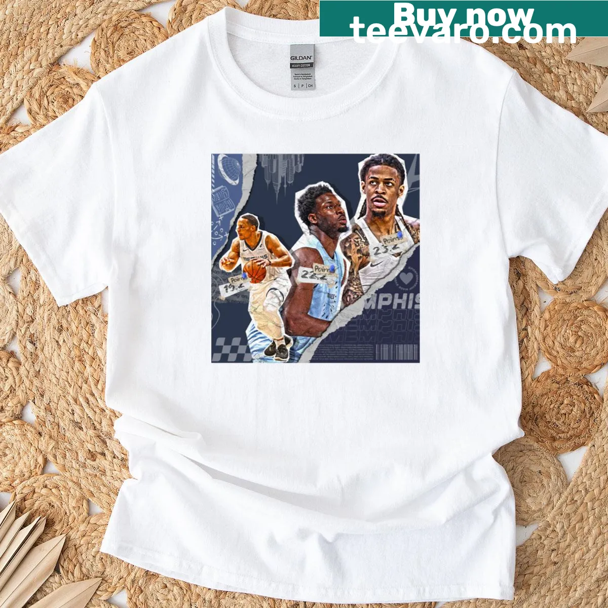 Memphis Basketball Squad themed T-shirt design — on a men's t-shirt