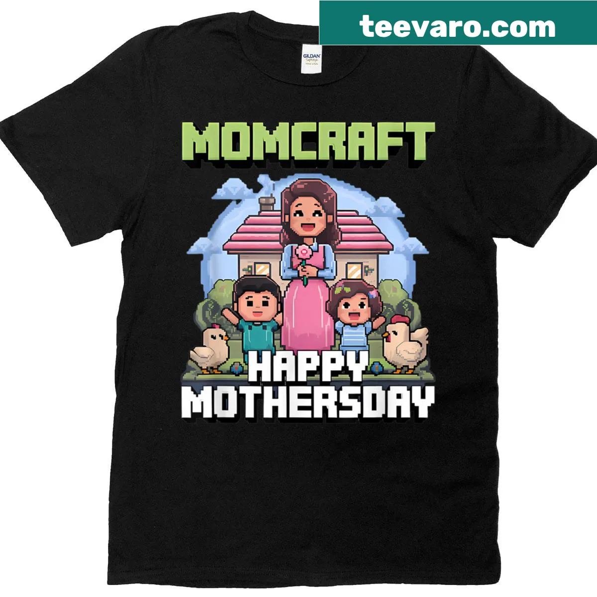 Happy Mother's Day pixel art Momcraft T-shirt — on a men's t-shirt