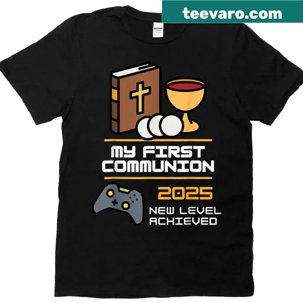 T-shirt with video game controller graphic for First Communion