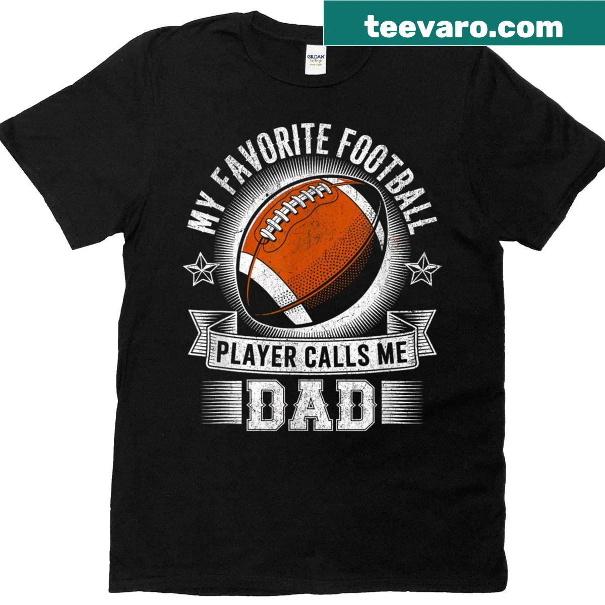 Fathers Day t-shirt for dads with football theme — on a men's t-shirt