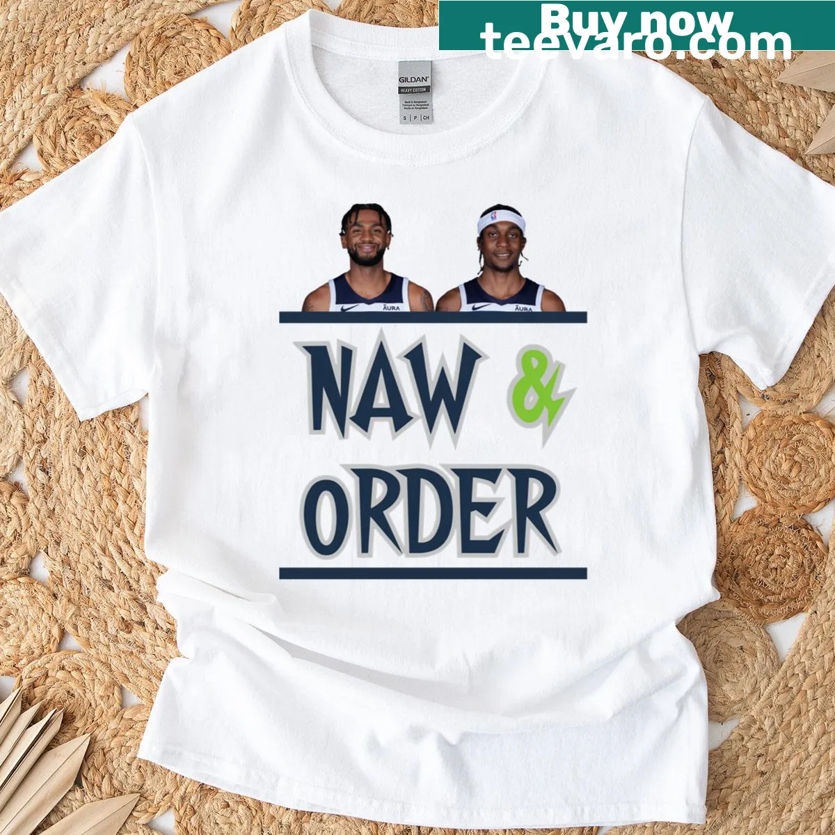 Naw Amp Order t-shirt featuring Jaden McDaniels and Alexander-Walker — on a men's t-shirt