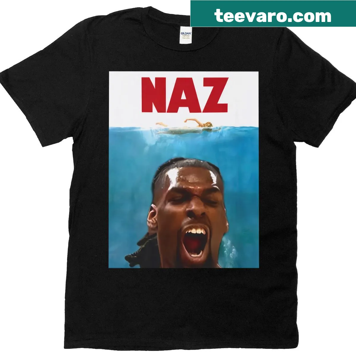 Minimalist t-shirt featuring Naz Reid's name — on a men's t-shirt