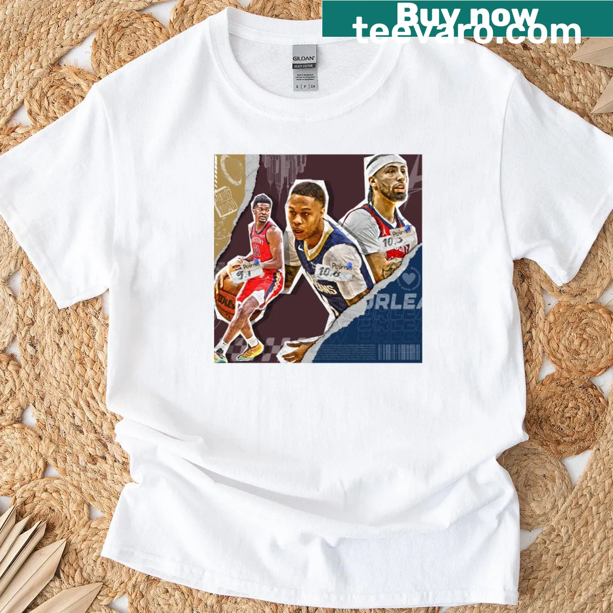 New Orleans basketball squad t-shirt with unique design — on a men's t-shirt