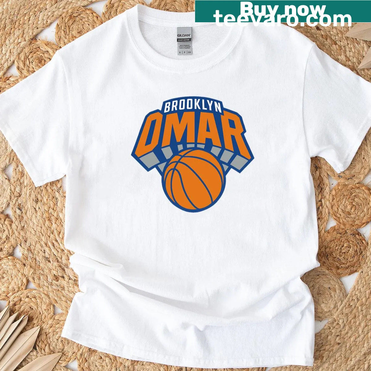 Brooklyn Knicks themed t-shirt featuring Omar — on a men's t-shirt