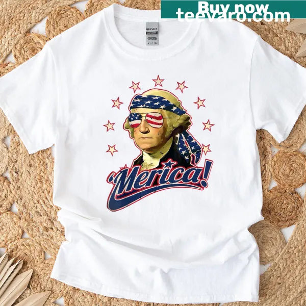 Funny t-shirt featuring George Washington illustration for July 4th