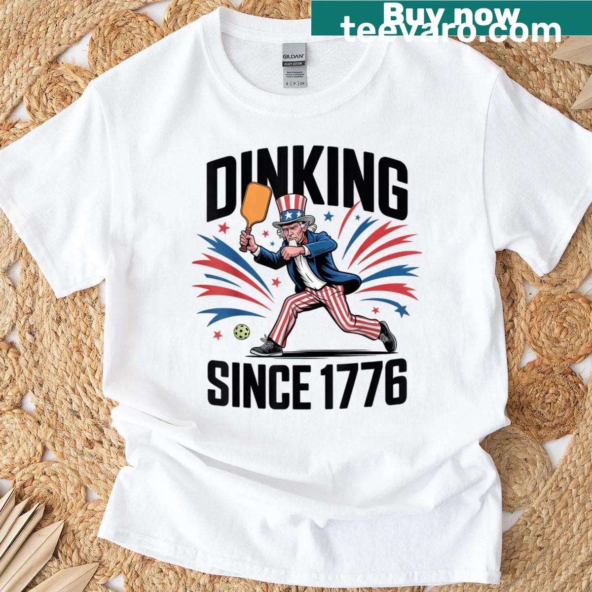 Funny Patriotic Pickleball Lovers T-shirt for July 4th — on a men's t-shirt