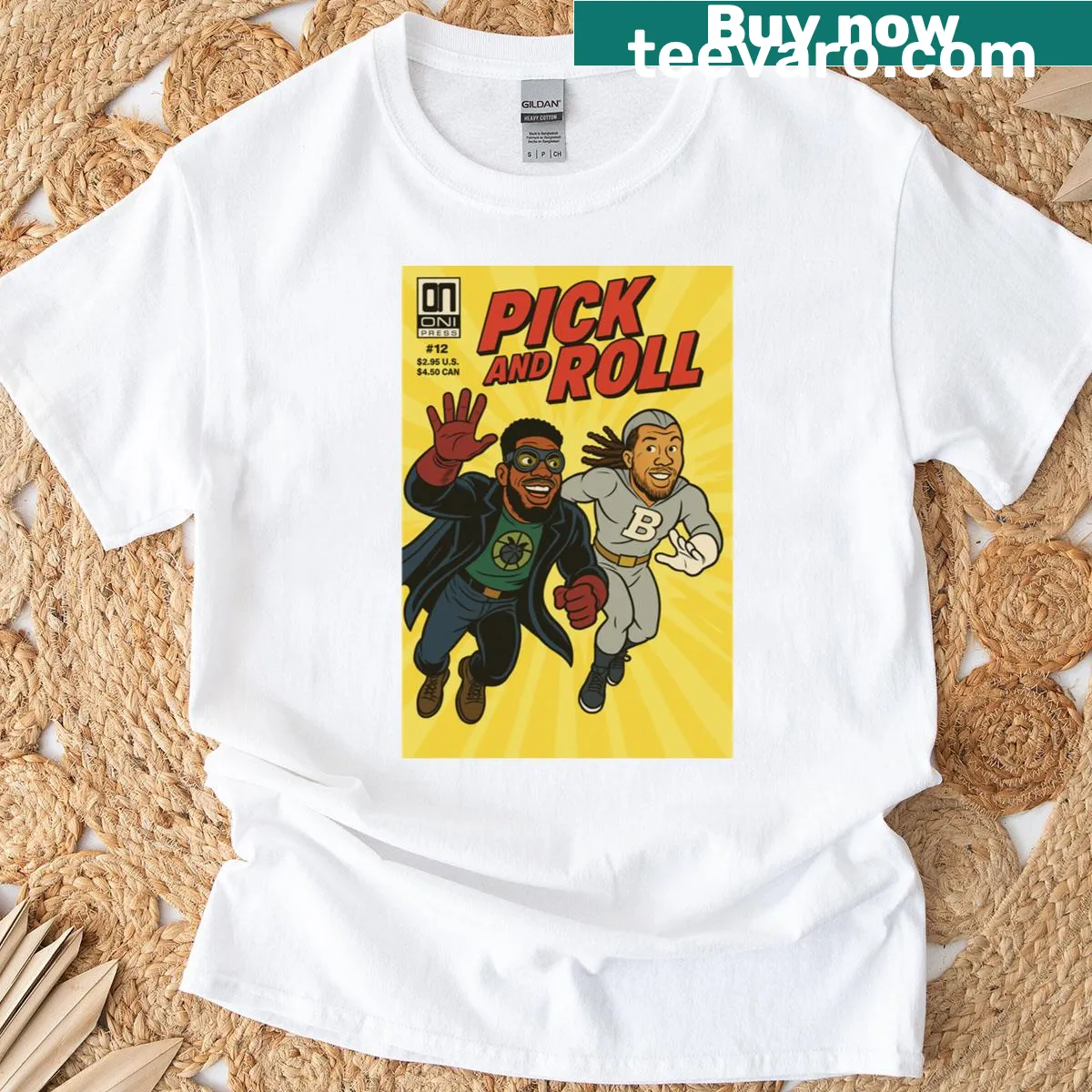 Typography T-shirt featuring 'Pick And Roll' for Knicks fans — on a men's t-shirt
