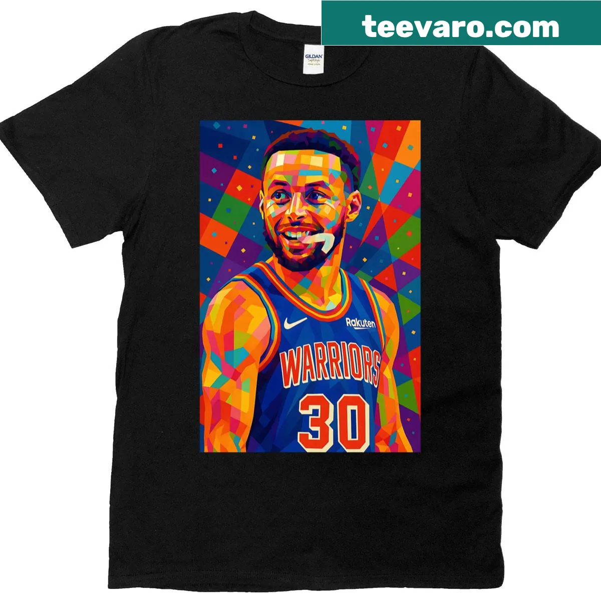 Pop art Stephen Curry T-shirt featuring exaggerated graphic design — on a men's t-shirt