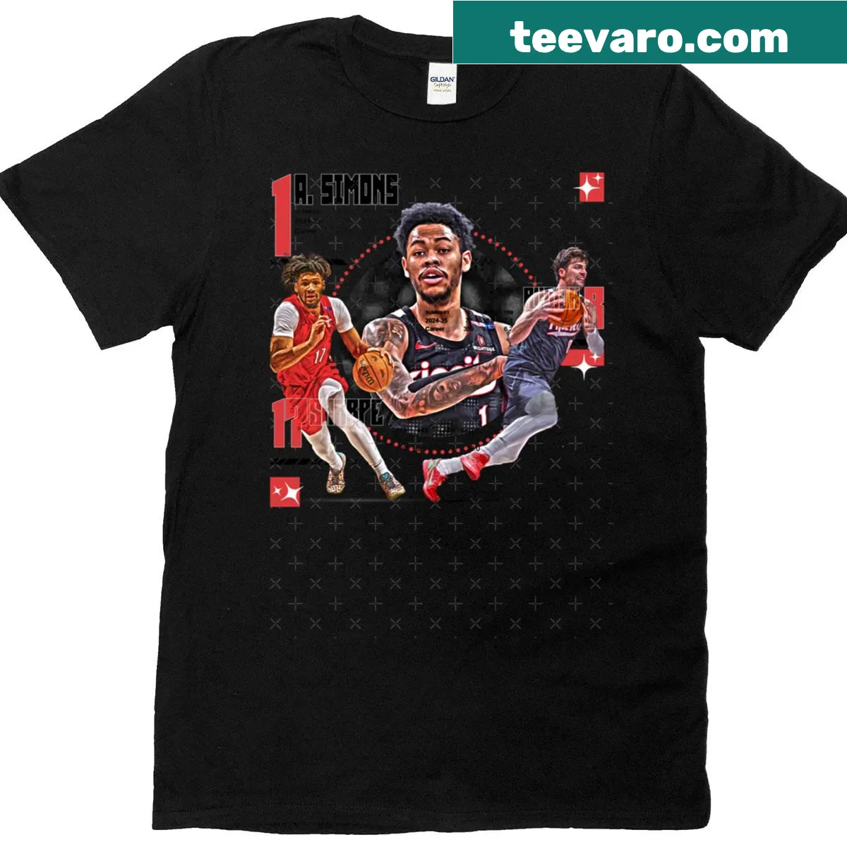 Oversized t-shirt featuring Portland basketball squad design. — on a men's t-shirt