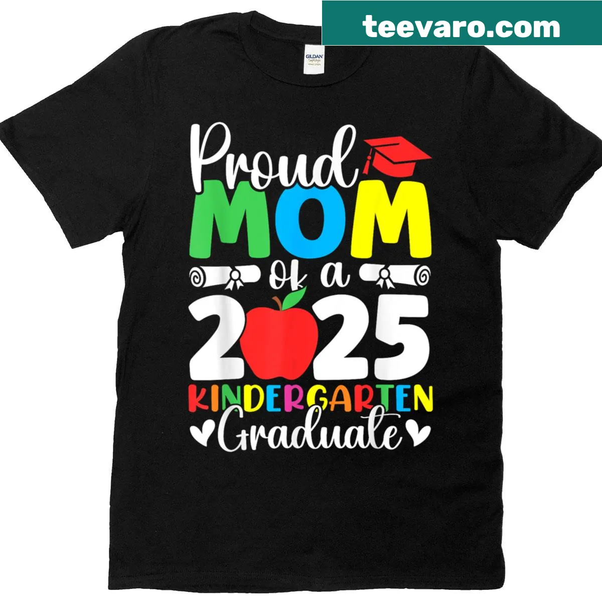 Text design celebrating mom of Kindergarten Graduate Class of 2025 — on a men's t-shirt