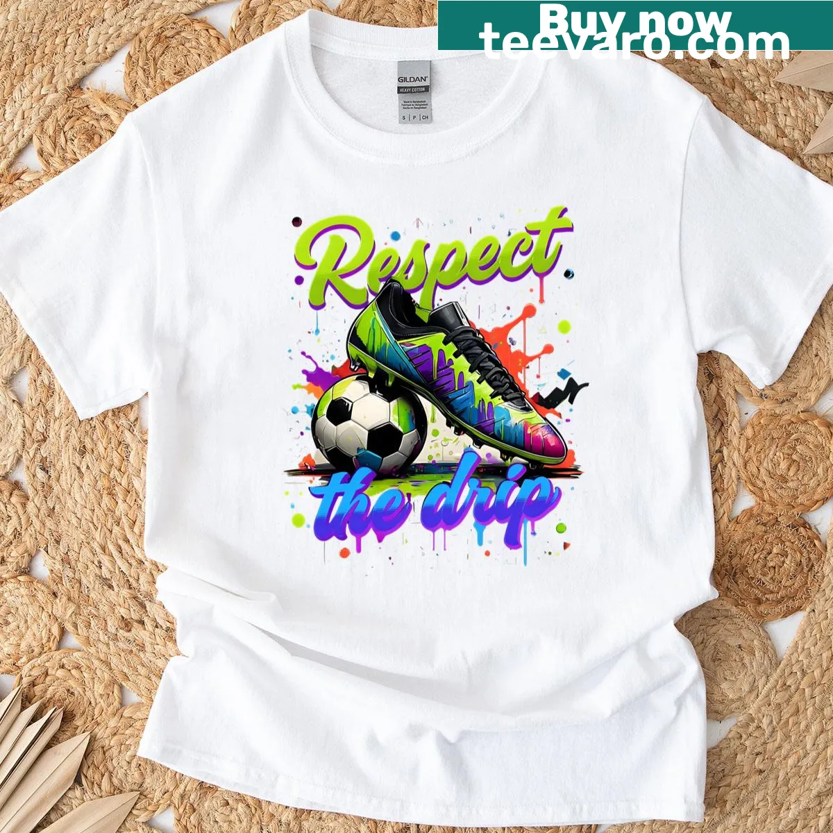 Humorous soccer and ice cream-themed t-shirt with playful illustration — on a men's t-shirt