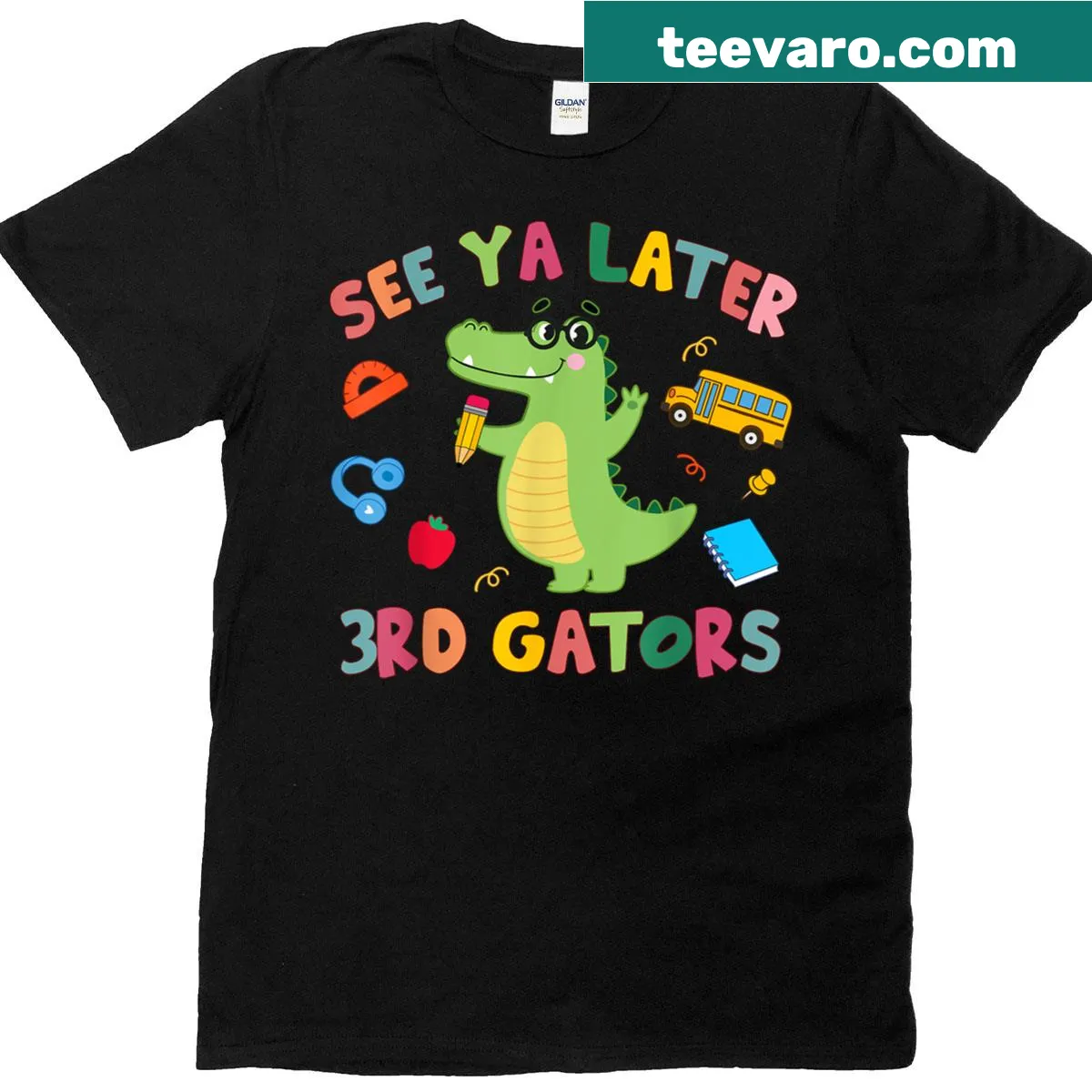 Alligator-themed illustration shirt for teachers on last day of school — on a men's t-shirt