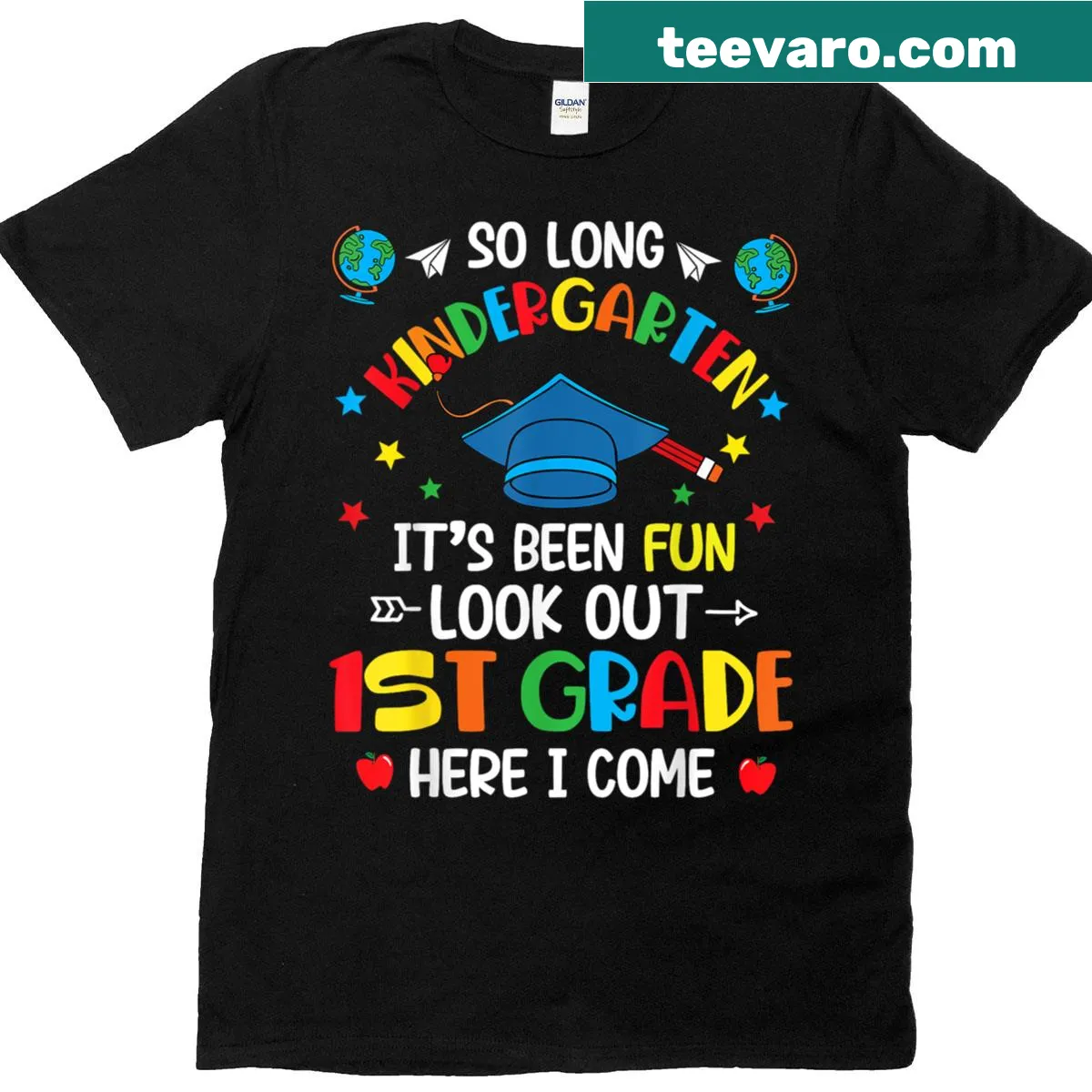 T-shirt for kids celebrating kindergarten graduation and first grade transition — on a men's t-shirt