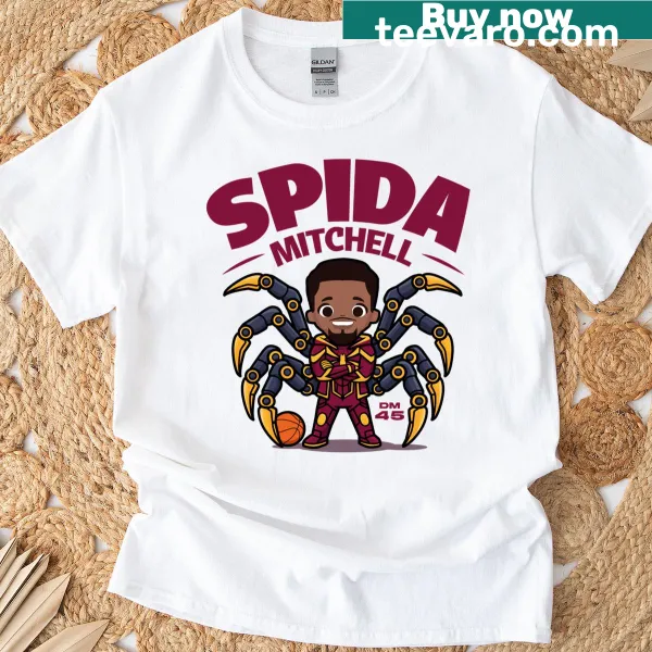 Chibi illustration of Donovan Mitchell on a T-shirt