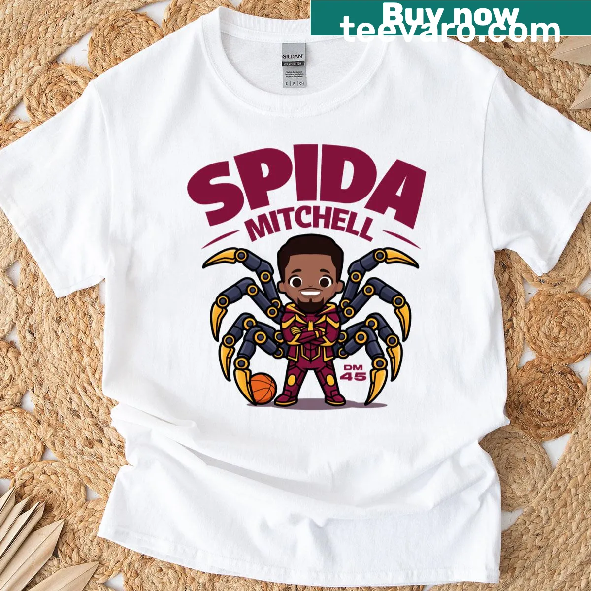 Chibi illustration of Donovan Mitchell on a T-shirt — on a men's t-shirt