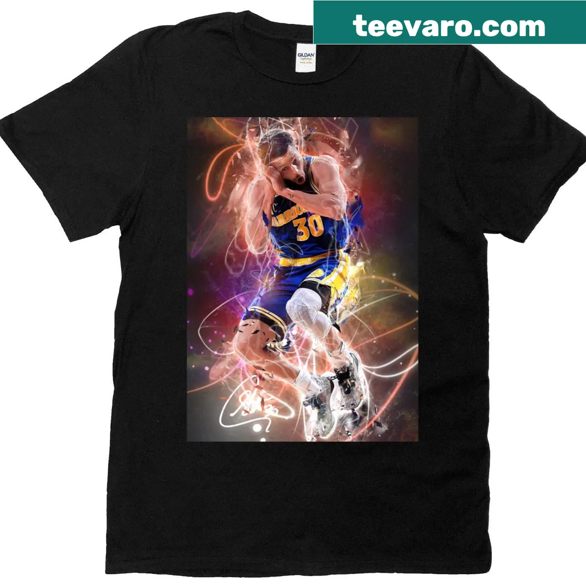 T-shirt featuring Stephen Curry graphic and number 30 — on a men's t-shirt