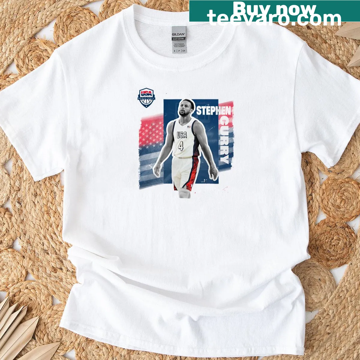 Stephen Curry USA Basketball T-shirt for the 2024 season — on a men's t-shirt