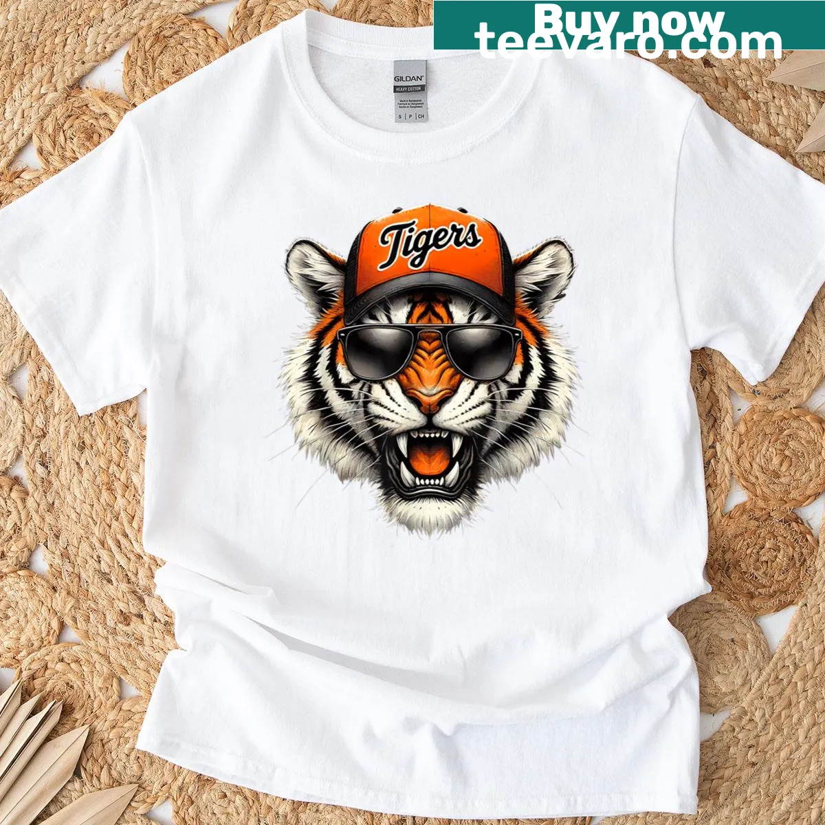 Retro-inspired T-shirt featuring a tiger graphic. — on a men's t-shirt