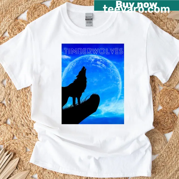 Silhouette wolves against a full moon graphic t-shirt