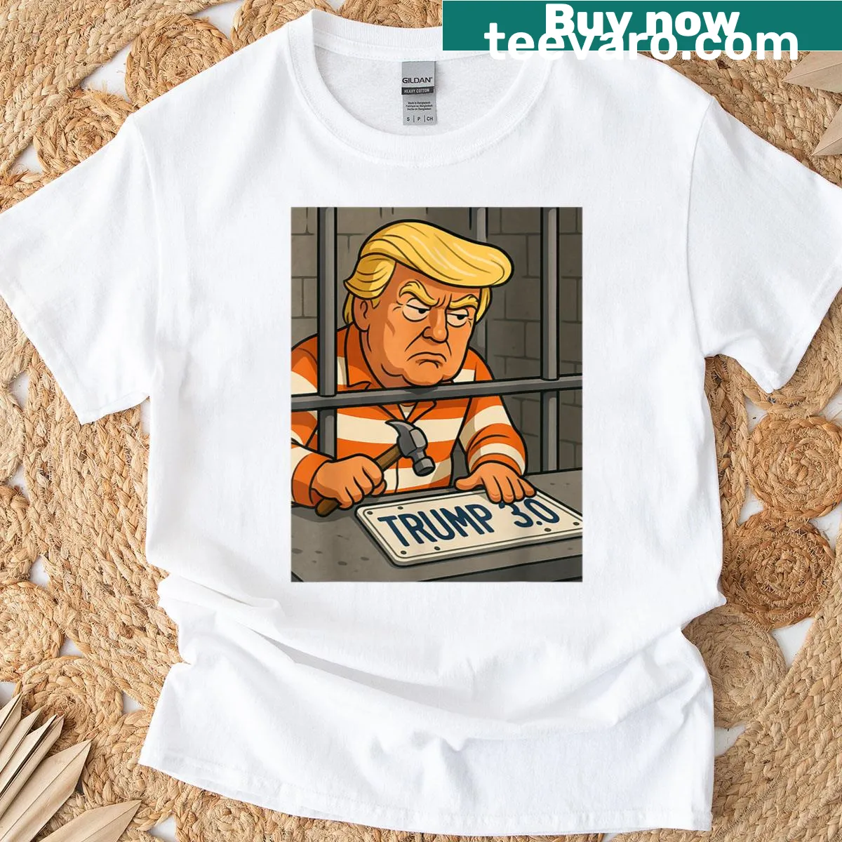License plate design featuring Trump 30 on a t-shirt. — on a men's t-shirt