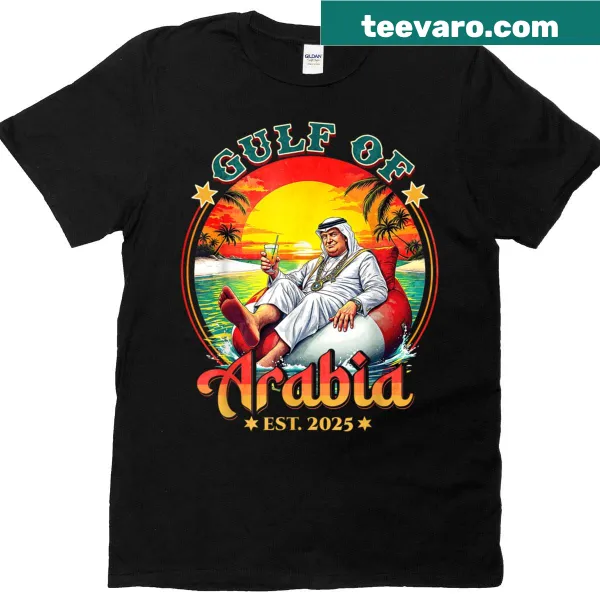 Retro T-shirt with Gulf of Arabia graphic and Est 2025 text